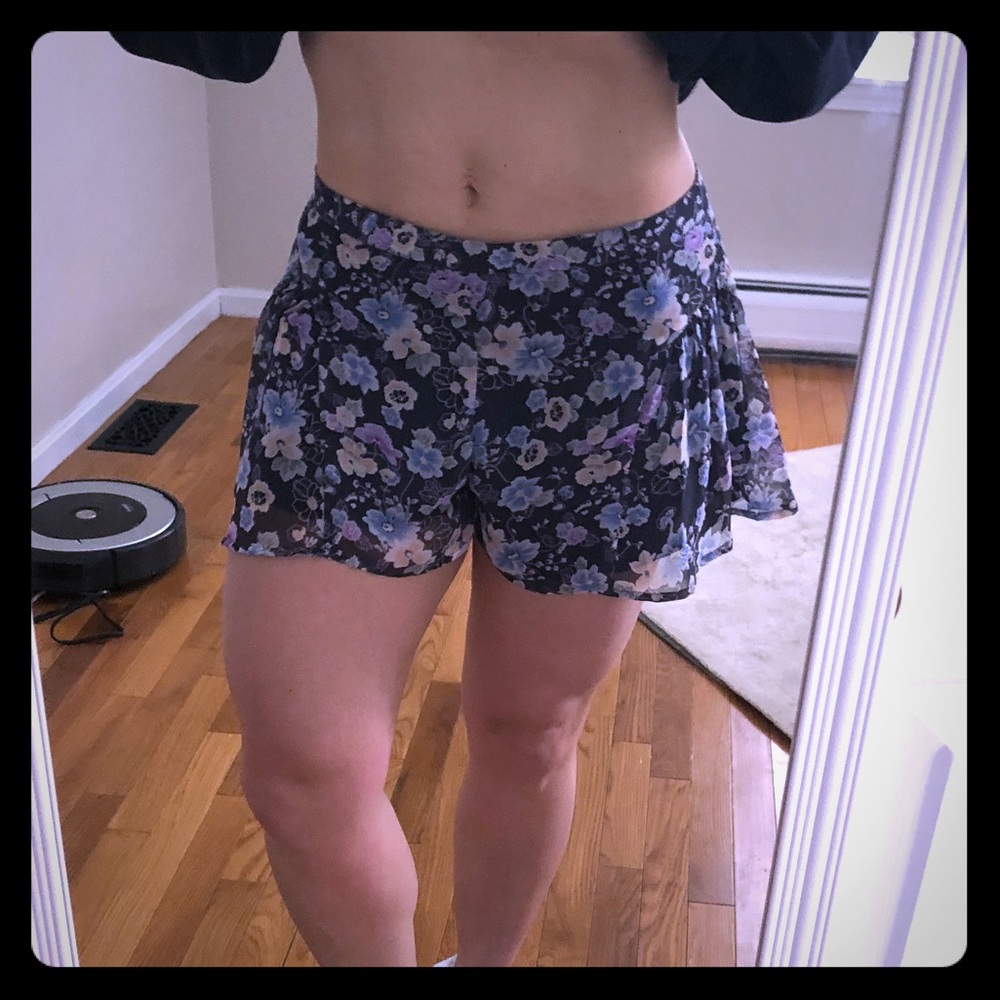 Free people silk floral shorts